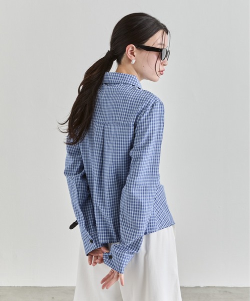 NUJOH(ヌゾ)の「Check Shirring Fit Shirt / チェックシャーリングフィットシャツ(シャツ/ブラウス・レディース・ブルー/アイボリー/チャコールグレー・FREE)」の15枚目の写真