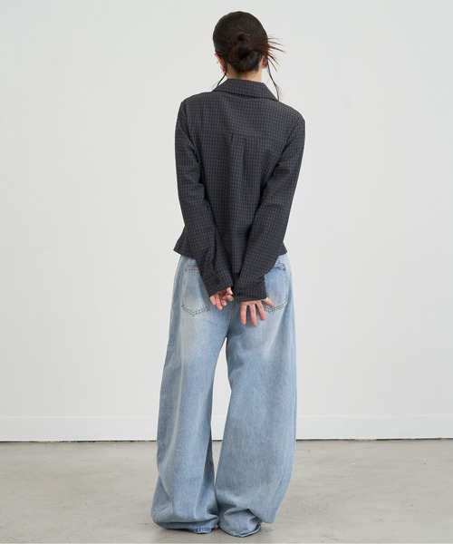 NUJOH(ヌゾ)の「Check Shirring Fit Shirt / チェックシャーリングフィットシャツ(シャツ/ブラウス・レディース・ブルー/アイボリー/チャコールグレー・FREE)」の20枚目の写真