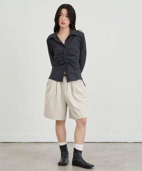 NUJOH(ヌゾ)の「Check Shirring Fit Shirt / チェックシャーリングフィットシャツ(シャツ/ブラウス・レディース・ブルー/アイボリー/チャコールグレー・FREE)」の22枚目の写真