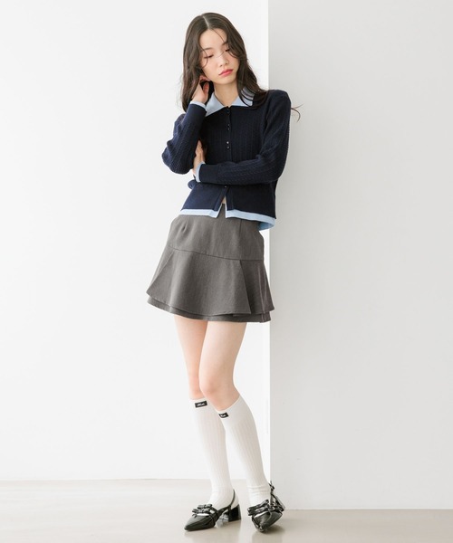Heather（ヘザー）の「ハイウエストフリルヘムミニスカート　666421（スカート・レディース・グレー/ブラック・S/M）」の5枚目の写真