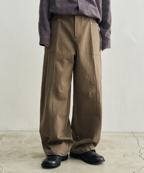 ROTEMBER（ローテンバー）の「ドビー パネル ワイドパンツ [カーキ]（その他パンツ・メンズ・その他・MEDIUM/LARGE/X-LARGE）」の2枚目の写真