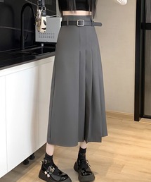 アシメ プリーツ ハイウエスト ロング スカート