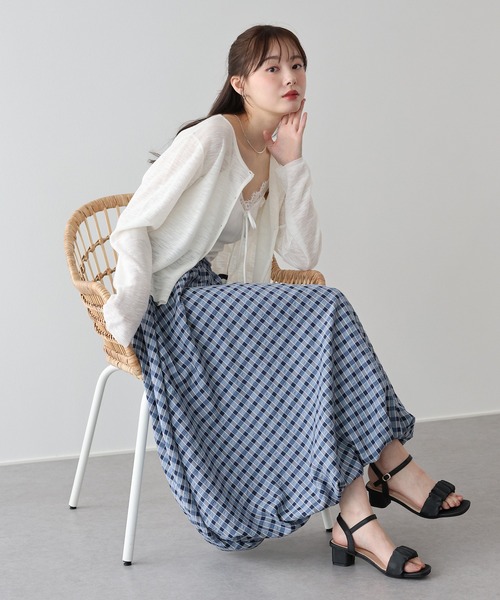 BLUEEAST(ブルーイースト)の「チェックバルーンスカート(スカート・レディース・ネイビー/ブラック・MEDIUM)」の1枚目の写真