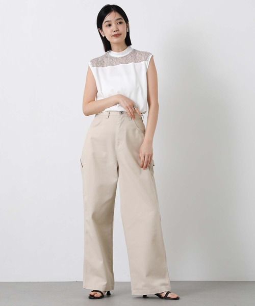 Boutique Ordinary（ブティークオーディナリー）の「レース切替ハイネックノースリカットソー（Tシャツ/カットソー・レディース・ホワイト/ブラック・FREE）」の20枚目の写真