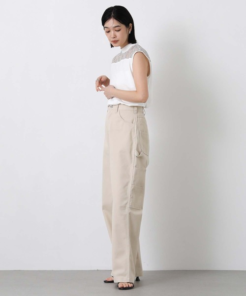 Boutique Ordinary（ブティークオーディナリー）の「レース切替ハイネックノースリカットソー（Tシャツ/カットソー・レディース・ホワイト/ブラック・FREE）」の19枚目の写真