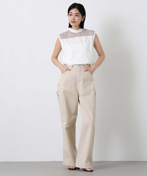 Boutique Ordinary（ブティークオーディナリー）の「レース切替ハイネックノースリカットソー（Tシャツ/カットソー・レディース・ホワイト/ブラック・FREE）」の17枚目の写真