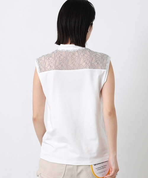Boutique Ordinary（ブティークオーディナリー）の「レース切替ハイネックノースリカットソー（Tシャツ/カットソー・レディース・ホワイト/ブラック・FREE）」の14枚目の写真