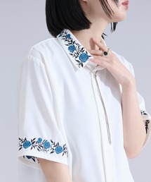Ellno Loset（エルノロゼット）の「【機能性付き】ローズ刺繍トロミSSシャツ（シャツ/ブラウス）」