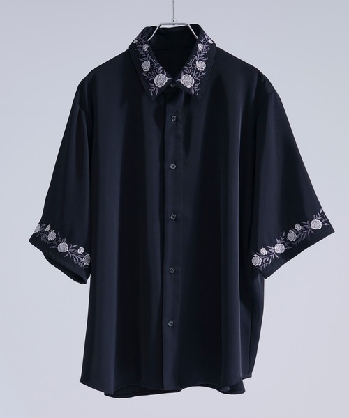 機能性付き】ローズ刺繍トロミSSシャツ（シャツ/ブラウス）｜Ellno