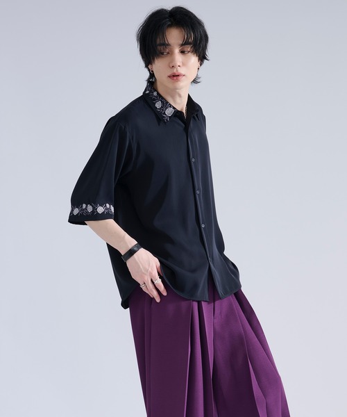 □ピノ□ella_selectshop ロングスリットブラウス Ellno Loset（エルノロゼット）の「イレヘムレイヤードシアーシャツ