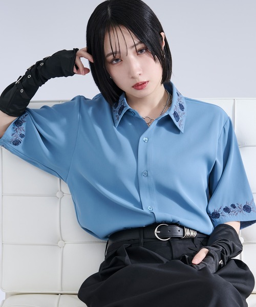 Ellno Loset（エルノロゼット）の「【新色追加】ローズ刺繍トロミSS