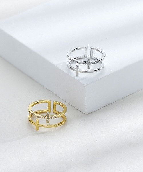 NO WAY(ノーウェイ)の「/Bz/ダブルクロスリング/指輪/レディース(LEY)(リング・レディース・シルバー/ゴールド・FREE)」の4枚目の写真