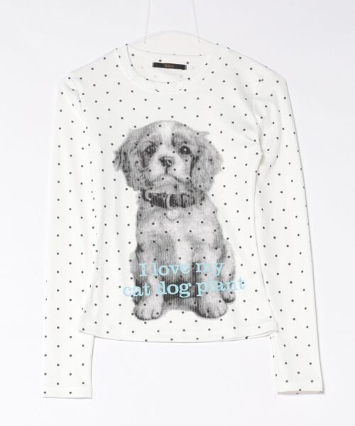Ritzy(リッツィー)の「Y2K ドット×ドッグプリントロングTシャツ(Tシャツ/カットソー・レディース・グレー/ホワイト・M/L/S)」の17枚目の写真