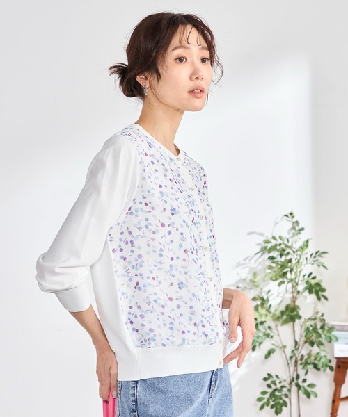 GALLORIA(ギャローリア)の「【plantica×GALLORIAコラボ】前身プリントカーディガン(カーディガン/ボレロ・レディース・オフホワイト/オートミール・S/M/LL/L)」の4枚目の写真