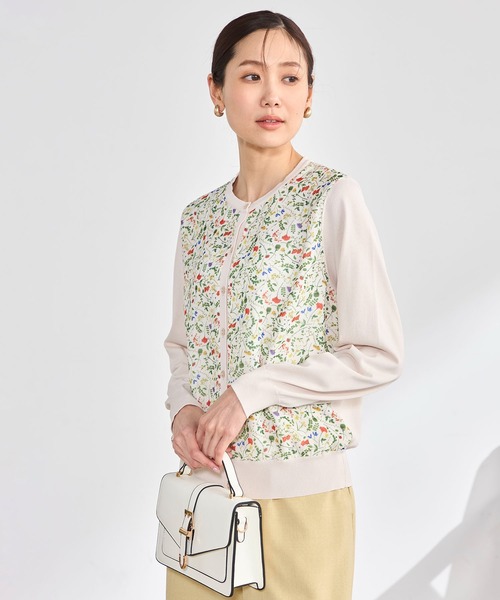 GALLORIA(ギャローリア)の「【plantica×GALLORIAコラボ】前身プリントカーディガン(カーディガン/ボレロ・レディース・オフホワイト/オートミール・S/M/LL/L)」の3枚目の写真