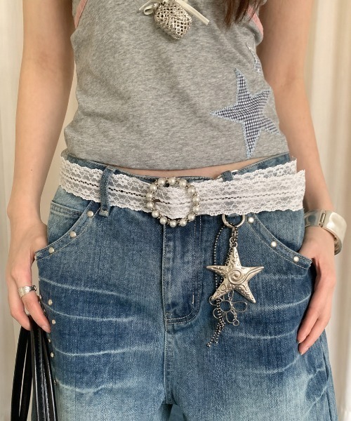 Achic(アシック)の「26ss レースベルト ウエストマーク 韓国風 ガーリーコーデに(ベルト・レディース・ホワイト/ホワイト系その他・F)」の3枚目の写真