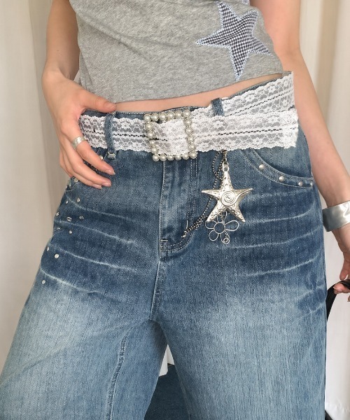Achic(アシック)の「26ss レースベルト ウエストマーク 韓国風 ガーリーコーデに(ベルト・レディース・ホワイト/ホワイト系その他・F)」の6枚目の写真