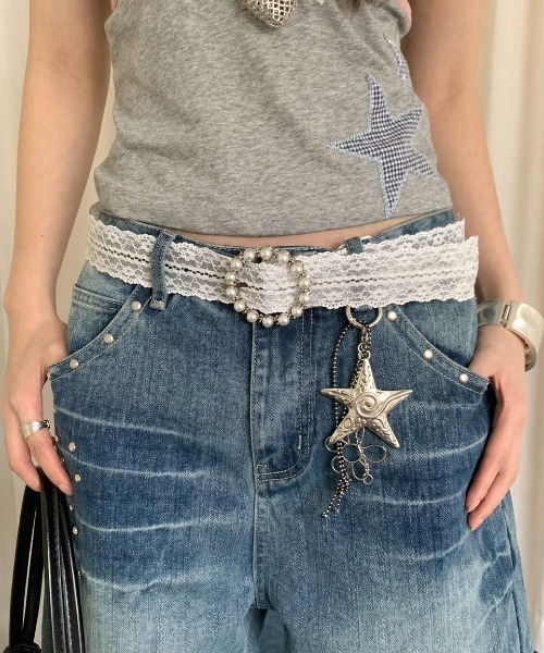 Achic(アシック)の「26ss レースベルト ウエストマーク 韓国風 ガーリーコーデに(ベルト・レディース・ホワイト/ホワイト系その他・F)」の9枚目の写真