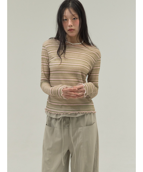 FadedStripe Boatneck Top_Pink