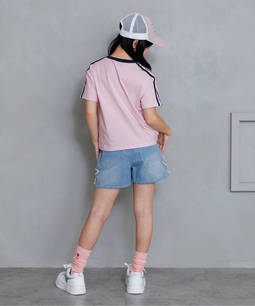 algy(アルジー)の「algyロゴリンガー半袖Tシャツ(Tシャツ/カットソー・キッズ・オフホワイト/アイボリー/ブラック/ピンク/サックスブルー・150/140/130/120/160)」の10枚目の写真