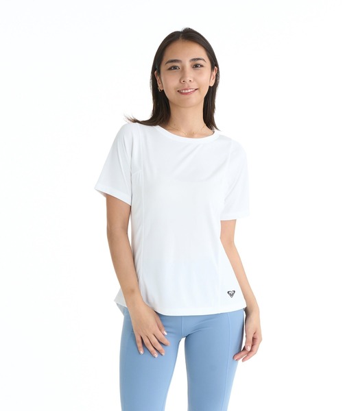ROXY(ロキシー)の「ROXY FITNESS WIND SHIFT S/S TEE Tシャツ /QUIK DRY/UVカット 【2026年夏モデル】(Tシャツ/カットソー・レディース・ブルー/ブラック/ホワイト・LARGE/MEDIUM)」の1枚目の写真