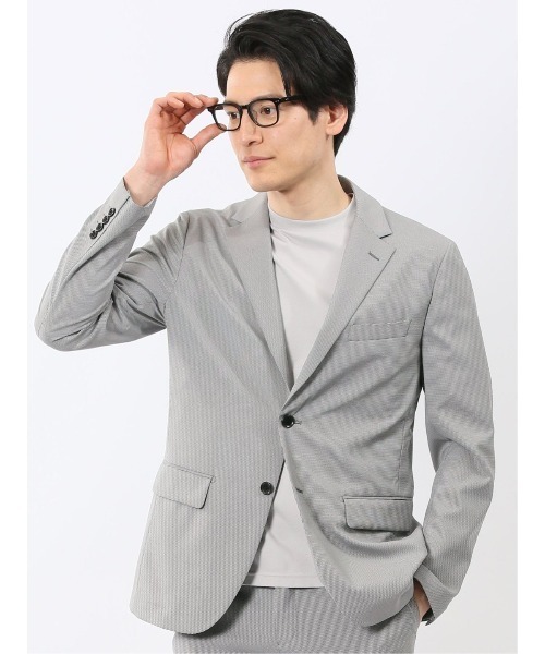 m.f.editorial(エムエフエディトリアル)の「【ストレッチ 吸水速乾 防シワ ウォッシャブル】m.f.エディトリアル メンズ アバントドライ スリム 2ボタン ジャケット 千鳥(セットアップ可能)(スーツジャケット・メンズ・ハウンドトゥース/ネイビー・X-LARGE/LARGE/MEDIUM)」の1枚目の写真