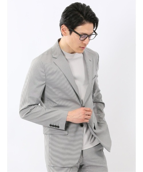 m.f.editorial(エムエフエディトリアル)の「【ストレッチ 吸水速乾 防シワ ウォッシャブル】m.f.エディトリアル メンズ アバントドライ スリム 2ボタン ジャケット 千鳥(セットアップ可能)(スーツジャケット・メンズ・ハウンドトゥース/ネイビー・X-LARGE/LARGE/MEDIUM)」の7枚目の写真