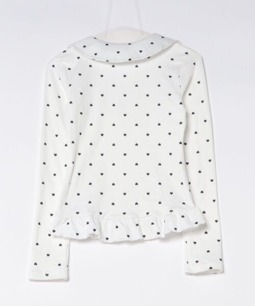 Nia(ニア)の「Nia(ニア)/【ハートドット柄】襟付き裾フリルトップス(Tシャツ/カットソー・レディース・ホワイト・SMALL/MEDIUM/LARGE)」の6枚目の写真