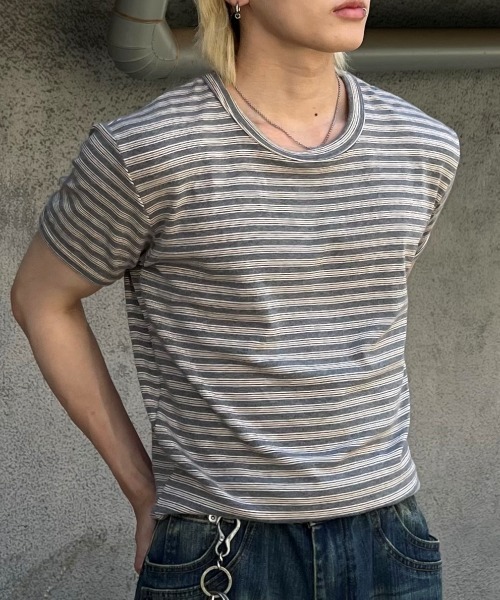 Chikashitsu muscle fit striped T‑shirt — мужская полосатая футболка с коротким рукавом