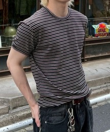 【Chikashitsu +】muscle fit stripe t-shirt / 【チカシツプラス】マッスルフィットストライプ半袖Tシャツ