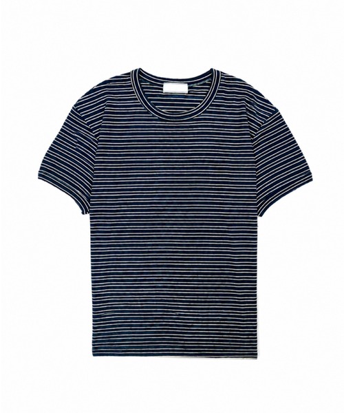Chikashitsu +(チカシツプラス)の「【Chikashitsu +】muscle fit stripe t-shirt / 【チカシツプラス】マッスルフィットストライプ半袖Tシャツ(Tシャツ/カットソー・メンズ・ブラック/杢グレー/ネイビー・ONE SIZE)」の9枚目の写真