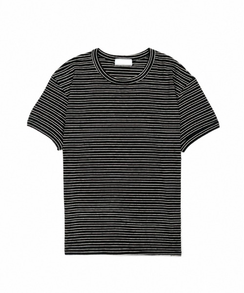 Chikashitsu +(チカシツプラス)の「【Chikashitsu +】muscle fit stripe t-shirt / 【チカシツプラス】マッスルフィットストライプ半袖Tシャツ(Tシャツ/カットソー・メンズ・ブラック/杢グレー/ネイビー・ONE SIZE)」の17枚目の写真