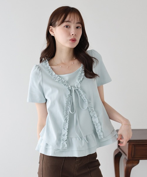 BLUEEAST(ブルーイースト)の「フリルレイヤードカットソー(Tシャツ/カットソー・レディース・ブルー/ブラック・MEDIUM)」の2枚目の写真