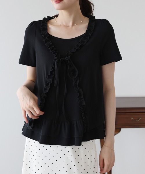 BLUEEAST(ブルーイースト)の「フリルレイヤードカットソー(Tシャツ/カットソー・レディース・ブルー/ブラック・MEDIUM)」の1枚目の写真