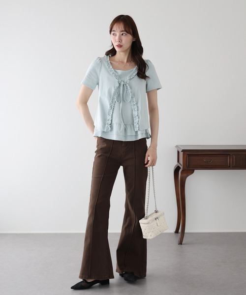 BLUEEAST(ブルーイースト)の「フリルレイヤードカットソー(Tシャツ/カットソー・レディース・ブルー/ブラック・MEDIUM)」の6枚目の写真
