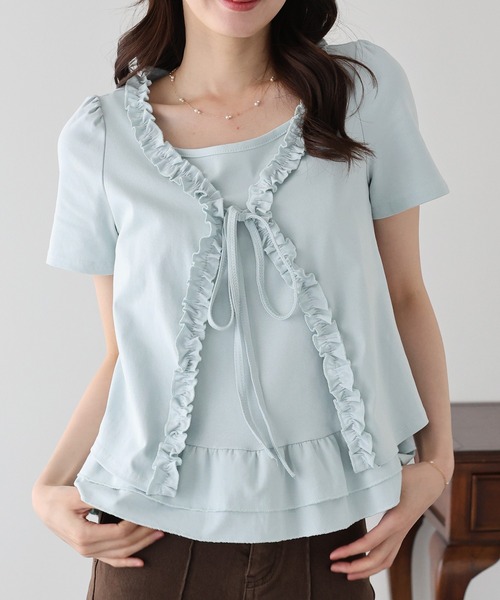 BLUEEAST(ブルーイースト)の「フリルレイヤードカットソー(Tシャツ/カットソー・レディース・ブルー/ブラック・MEDIUM)」の3枚目の写真