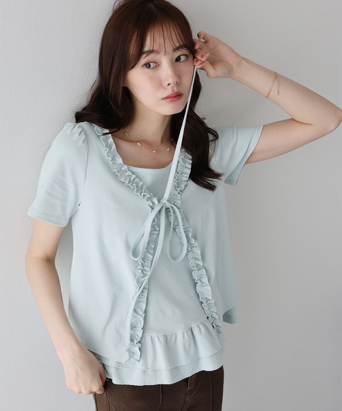 BLUEEAST(ブルーイースト)の「フリルレイヤードカットソー(Tシャツ/カットソー・レディース・ブルー/ブラック・MEDIUM)」の4枚目の写真