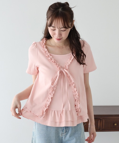 BLUEEAST(ブルーイースト)の「フリルレイヤードカットソー(Tシャツ/カットソー・レディース・ブルー/ブラック・MEDIUM)」の7枚目の写真