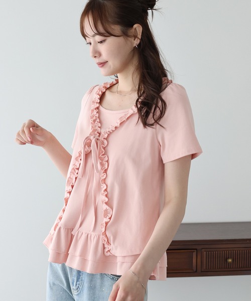BLUEEAST(ブルーイースト)の「フリルレイヤードカットソー(Tシャツ/カットソー・レディース・ブルー/ブラック・MEDIUM)」の8枚目の写真