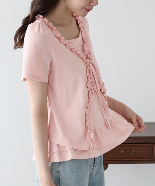 BLUEEAST(ブルーイースト)の「フリルレイヤードカットソー(Tシャツ/カットソー・レディース・ブルー/ブラック・MEDIUM)」の9枚目の写真