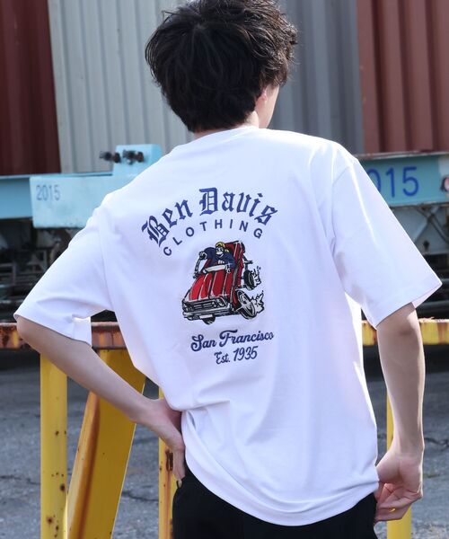 [BEN DAVIS] LOWRIDE EMB TEE / полурукав, круглый вырез, вышивка, One Point, унисекс, классический размер
