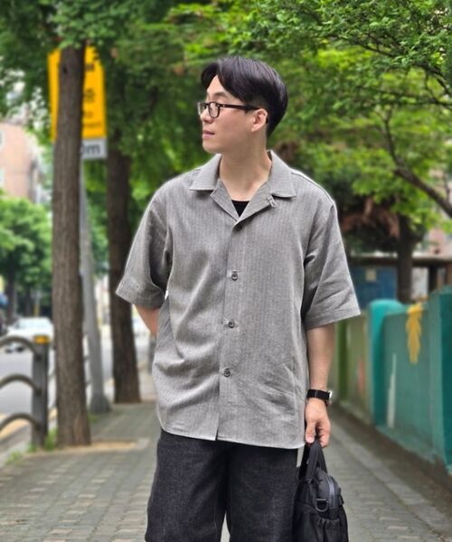 A NOTHING(アナッシング)の「HERRINGBONE LINEN TAILORED 1/2 SHIRT (Oatmeal)(シャツ/ブラウス・メンズ・その他・SMALL/MEDIUM/LARGE)」の5枚目の写真