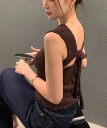 ♡MᵃⁿᵈAさま専用♡バックリボンニットコンビTOPS ロマンティックリボンニット/MAJESTIC LEGON(マジェスティックレゴン