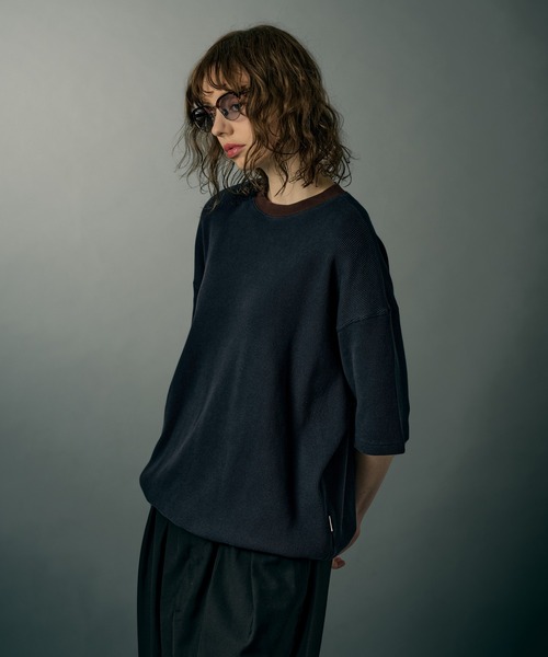 WETTEMPT（ウィテンプト）の「BICOLOR WAFFLE S/S TEE / バイカラーワッフルS/S T（Tシャツ/カットソー・メンズ・グレー/ネイビー/ブラック・MEDIUM/SMALL/LARGE）」の3枚目の写真