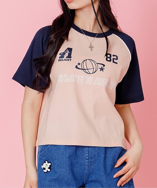 algy(アルジー)の「リブラメロゴ半袖Tシャツ(Tシャツ/カットソー・キッズ・サックスブルー/オフホワイト/ピンク・160/150/140/130)」の1枚目の写真