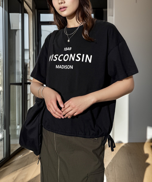 Chandelier(シャンデリア)の「裾シャーリング 美シルエット ソフトコットンTシャツ(Tシャツ/カットソー・レディース・ブラック系1/チャコールグレー/ピンク系/ブラック系/ホワイト系・M/L)」の19枚目の写真