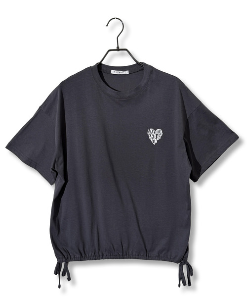 Chandelier(シャンデリア)の「裾シャーリング 美シルエット ソフトコットンTシャツ(Tシャツ/カットソー・レディース・ブラック系1/チャコールグレー/ピンク系/ブラック系/ホワイト系・M/L)」の16枚目の写真