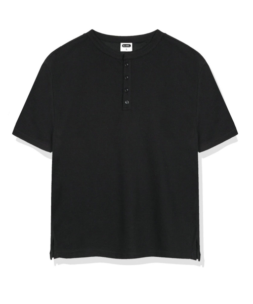 BASIC LABEL（ベーシックラベル）の「Raon Waffle Henley Neck Short-Sleeve T-shirt 3 Color [BLSR_0001]（Tシャツ/カットソー・レディース・グレー/ブラック/ホワイト・MEDIUM/LARGE/X-LARGE）」の6枚目の写真