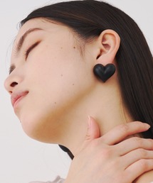 Black heart pierced earrings /ハートピアスマットブラック