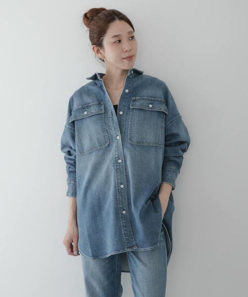 Healthy denim(ヘルシーデニム)の「Healthy DENIM ALMOND(シャツ/ブラウス・レディース・ライトインディゴブルー/インディゴブルー・0)」の2枚目の写真